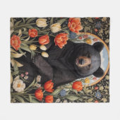 Schwarzer Bär farbenfrohe Tulip-Blume Fleecedecke (Vorderseite (Horizontal))