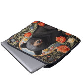 Schwarzer Bär farbenfrohe Tulip-Blume Laptopschutzhülle (Vorne Knopf)