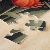 Schwarzer Bär farbenfrohe Tulip-Blume Puzzle (Seite)