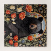 Schwarzer Bär farbenfrohe Tulip-Blume Puzzle (Horizontal)