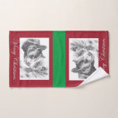 Schwarzer Bär Frohe Weihnachten Badhandtuch Set (Handtuch)
