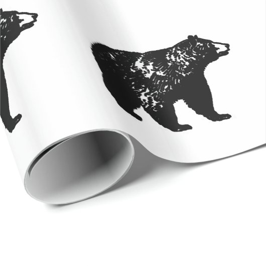 Schwarzer Bär Geschenkpapier (Rolleneckpunkt)