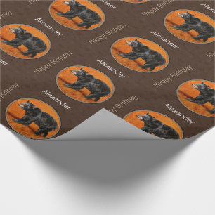 Schwarzer Bär Herbst Erde braun Geschenkpapier