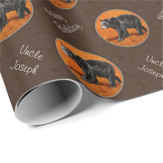 Schwarzer Bär Herbst Erde braun Geschenkpapier (Rolleneckpunkt)