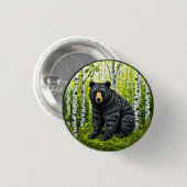 Schwarzer Bär im Birnenwald Button (Vorne & Hinten)
