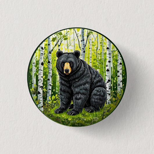 Schwarzer Bär im Birnenwald Button (Vorderseite)