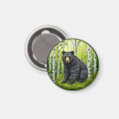 Schwarzer Bär im Birnenwald Magnet (Vorderseite/Rückseite)