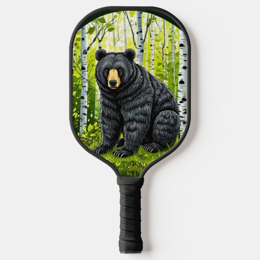 Schwarzer Bär im Birnenwald Pickleball Schläger (Vorderseite)