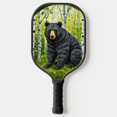 Schwarzer Bär im Birnenwald Pickleball Schläger (Rückseite)