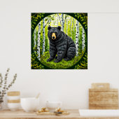 Schwarzer Bär im Birnenwald Poster (Küche)