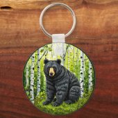 Schwarzer Bär im Birnenwald Schlüsselanhänger (Rückseite)