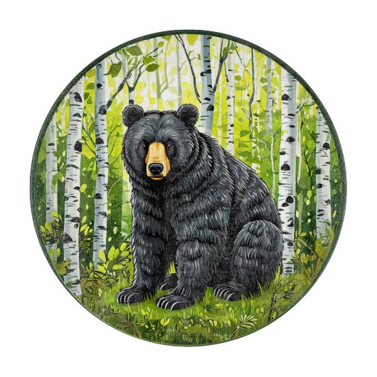 Schwarzer Bär im Birnenwald Schneidebrett (Vorderseite)