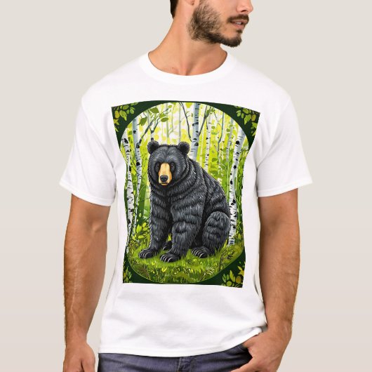 Schwarzer Bär im Birnenwald T-Shirt (Vorderseite)
