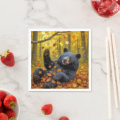 Schwarzer Bär im Herbst Serviette (Beispiel)