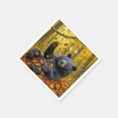 Schwarzer Bär im Herbst Serviette (Ecke)