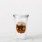 Schwarzer Bär im Herbstwald Acryltrinkbecher (Rückseite)