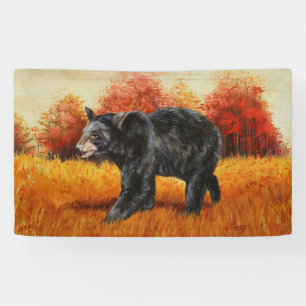 Schwarzer Bär im Herbstwald Banner
