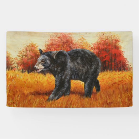 Schwarzer Bär im Herbstwald Banner (Horizontal)