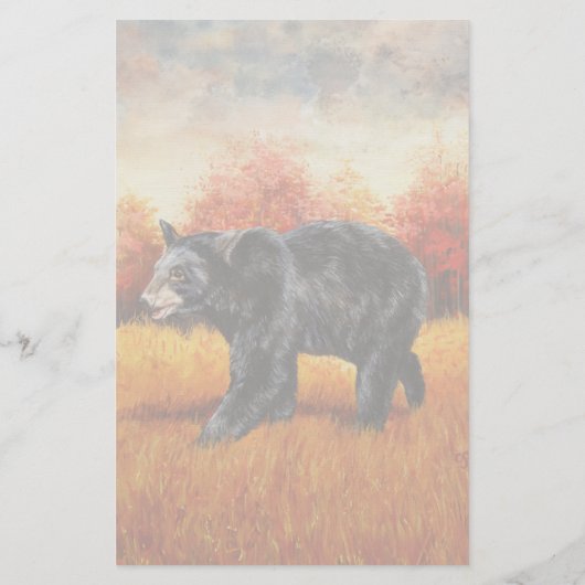Schwarzer Bär im Herbstwald Briefpapier (Rückseite)