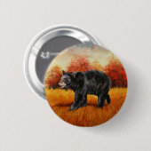 Schwarzer Bär im Herbstwald Button (Vorne & Hinten)