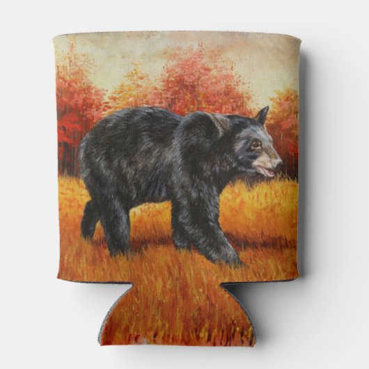 Schwarzer Bär im Herbstwald Dosenkühler (Rückseite)