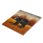 Schwarzer Bär im Herbstwald Fliese (Seite)