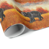 Schwarzer Bär im Herbstwald Geschenkpapier (Rolleneckpunkt)