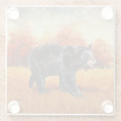 Schwarzer Bär im Herbstwald Glasuntersetzer (Rückseite)