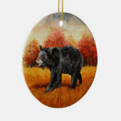 Schwarzer Bär im Herbstwald Keramik Ornament (Rechts)