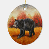 Schwarzer Bär im Herbstwald Keramik Ornament (Links)
