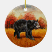 Schwarzer Bär im Herbstwald Keramik Ornament (Hinten)