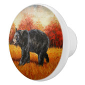 Schwarzer Bär im Herbstwald Keramikknauf (Rechts)
