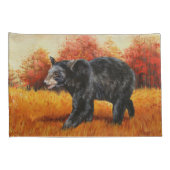 Schwarzer Bär im Herbstwald Kissenbezug (Rückseite-Rechts)