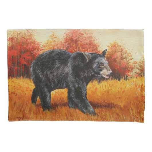 Schwarzer Bär im Herbstwald Kissenbezug (Vorderseite-Links)