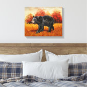 Schwarzer Bär im Herbstwald Leinwanddruck (Insitu (Schlafzimmer))
