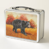 Schwarzer Bär im Herbstwald Metall Brotdose (Rückseite)