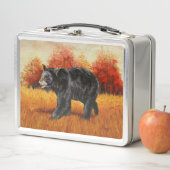 Schwarzer Bär im Herbstwald Metall Brotdose (Beispiel)