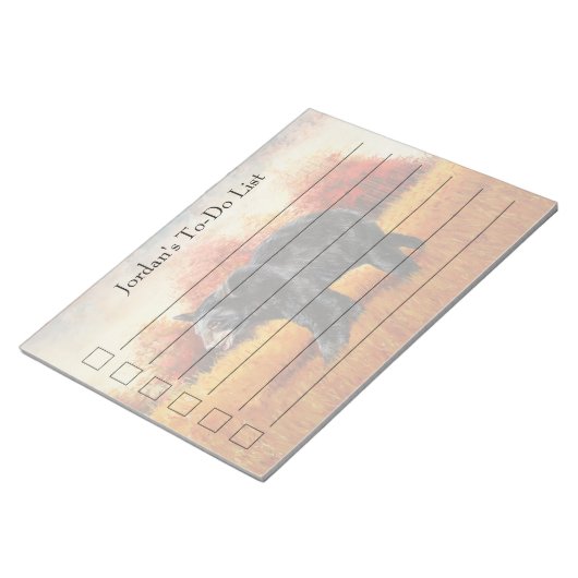 Schwarzer Bär im Herbstwald Notizblock (angewinkelt)