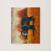 Schwarzer Bär im Herbstwald Puzzle (Vertikal)