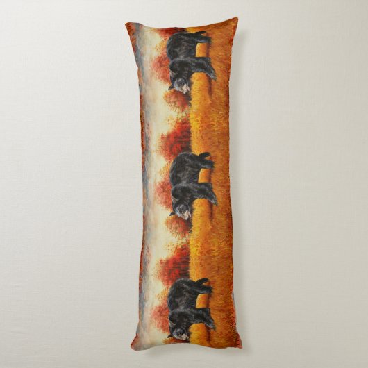 Schwarzer Bär im Herbstwald Seitenschläferkissen (Rückseite (Vertikal))