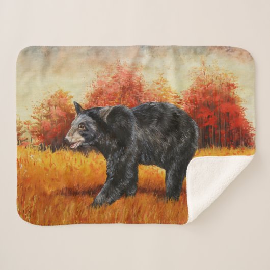 Schwarzer Bär im Herbstwald Sherpadecke (Vorderseite (Horizontal))