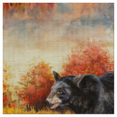 Schwarzer Bär im Herbstwald Stoff (Nahaufnahme)