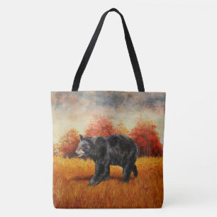Schwarzer Bär im Herbstwald Tasche