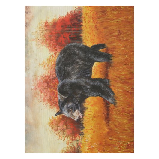 Schwarzer Bär im Herbstwald Tischdecke (Vorderseite)