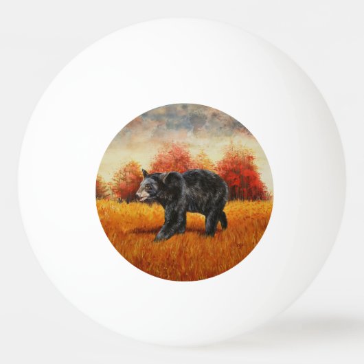 Schwarzer Bär im Herbstwald Tischtennisball (Vorderseite)