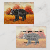 Schwarzer Bär im Herbstwald Visitenkarte (Vorne/Hinten)