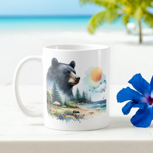 Schwarzer Bär im Sommer Kaffeetasse