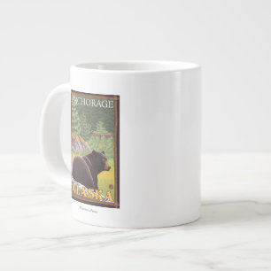 Schwarzer Bär im Wald - Anchorage, Alaska Jumbo-Tasse