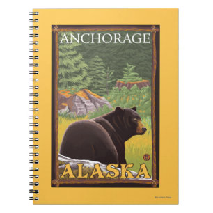 Schwarzer Bär im Wald - Anchorage, Alaska Notizblock