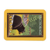 Schwarzer Bär im Wald - Ankerplatz, Alaska Magnet (Horizontal)